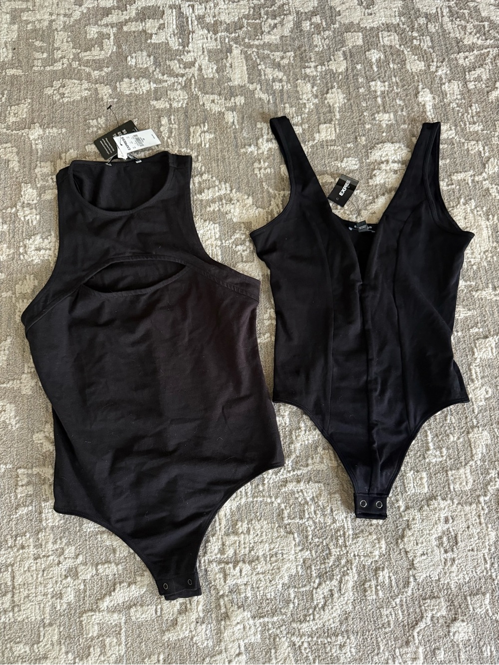 NWT XS Express Black Scoop & Cutout Bodysuit Duo